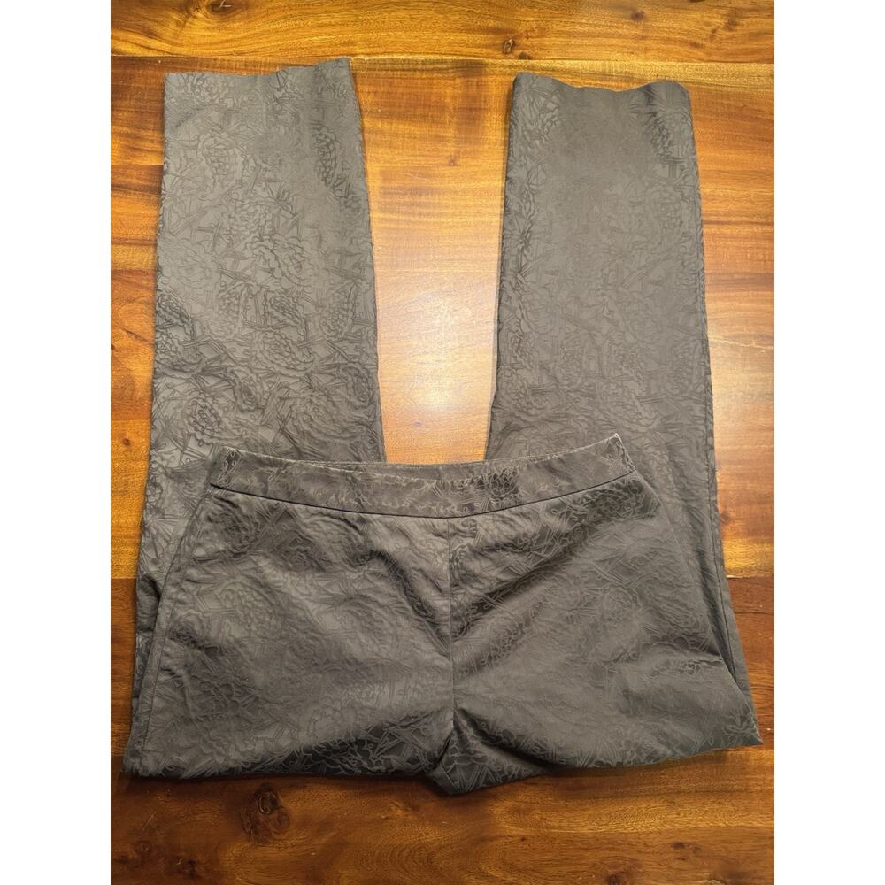 Sigrid Olsen Women’s Olive Jacquard Brocade Floral Straight Wide Pants Sz 12